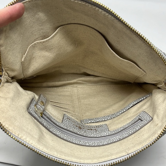 INDIA HICKS The Insider Grey Print Stingray Leather Pouch Clutch Bag - Picture 12 of 14